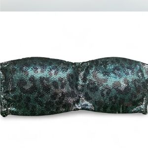 Victoria's Secret Sequin Crop Top - Green and Black